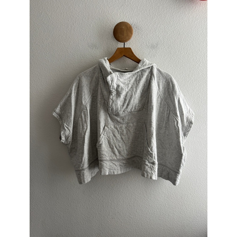 T by Alexander Wang Grey Short Sleeve Cropped Wide Hoodie One Size